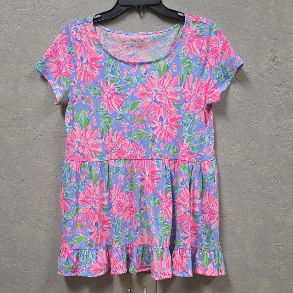 Lilly Pulitzer Pink and Blue Floral Blouse - Picture 1 of 4